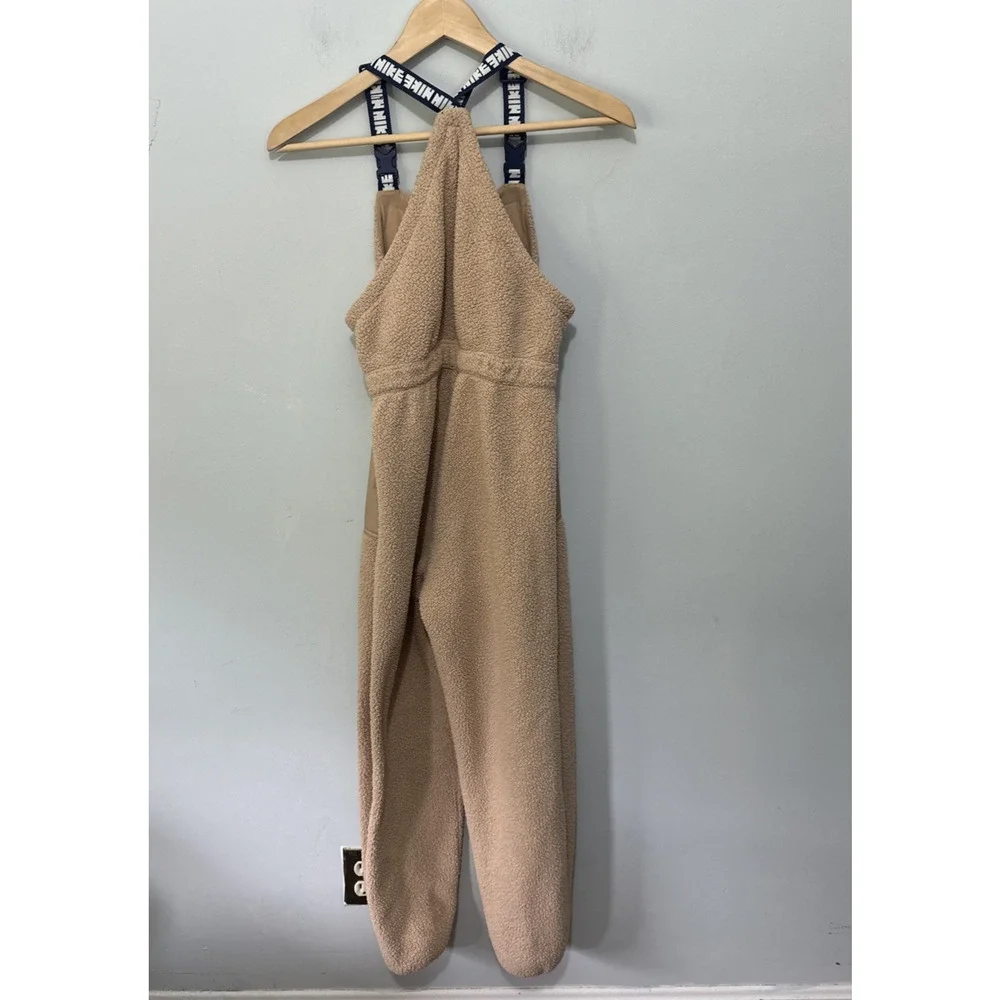 Nike Overalls Kids Large Tan Sherpa Fleece Bib Outdoor Casual Activewear Gorp